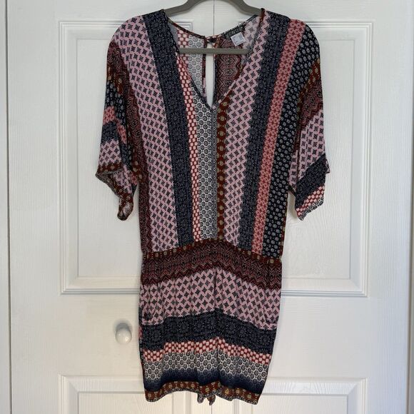 Venus Colorful Geometric Print Romper with Pockets Women’s Size S - Picture 2 of 13